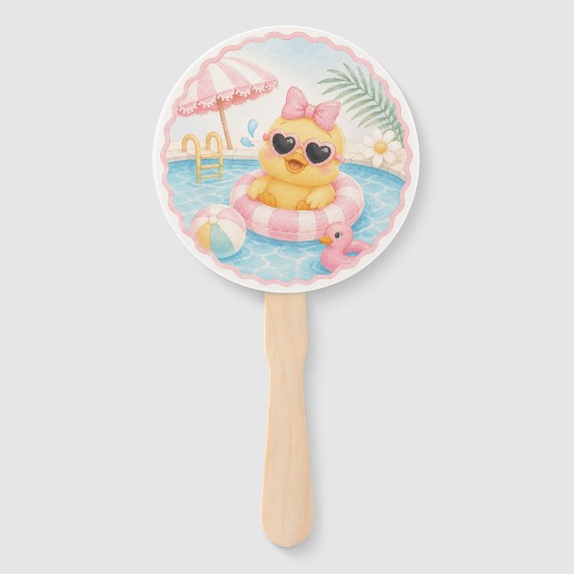 Leque de mão para festa de aniversário com patos (Frente)
