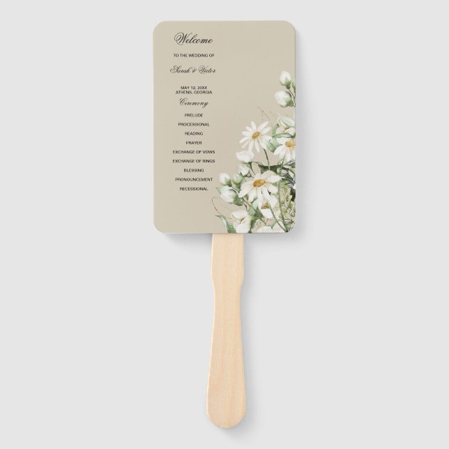 Leque de Mão para Programa de Casamento Boho Flor  (Frente)