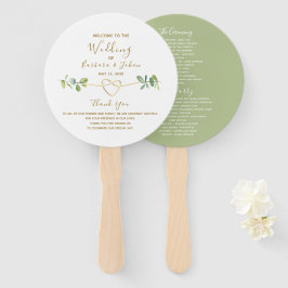 Leque de Mão para Programa de Casamento com Folhas