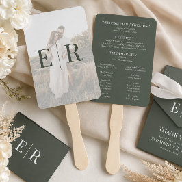 Leque de mão para programa de casamento com monogr