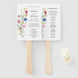 Leque de Mão para Programa de Casamento de Flores