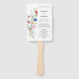 Leque de Mão para Programa de Casamento de Flores 