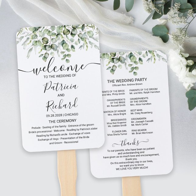 Leque de Mão para Programa de Casamento de Folhage (Criador carregado)