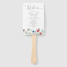 Leque de mão para programa de casamento de jardim