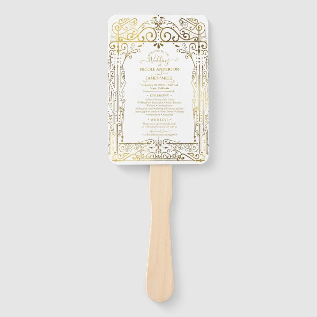 Leque de Mão para Programa de Casamento Deco Chic  (Frente)