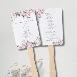 Leque de mão para programa de casamento em aquarel
