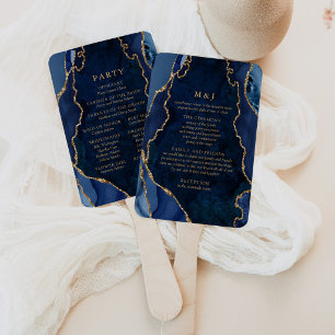 Leque de mão para programa de casamento em mármore