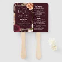 Leque de Mão para Programa de Casamento Floral Bor