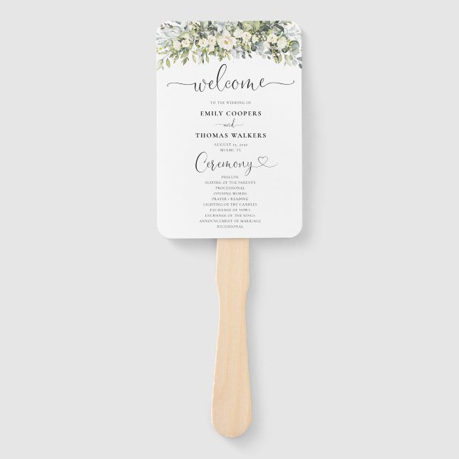 Leque de Mão para Programa de Casamento Floral Bra (Frente)
