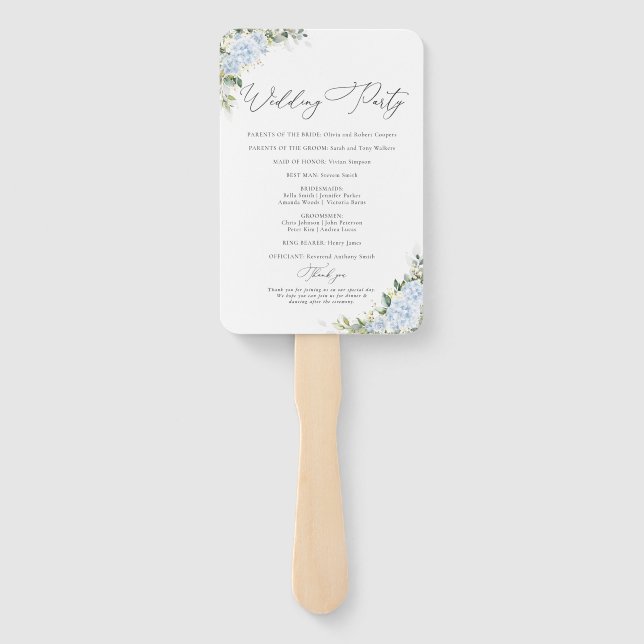 Leque de Mão para Programa de Casamento Floral de  (Verso)
