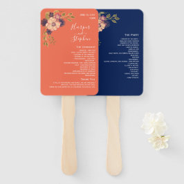 Leque de Mão para Programa de Casamento Floral Rús