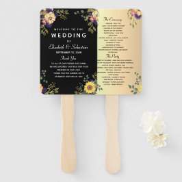 Leque de Mão para Programa de Casamento Floral Tem