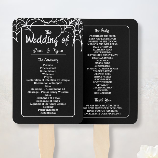 Leque de mão para programa de casamento gótico pre (Criador carregado)