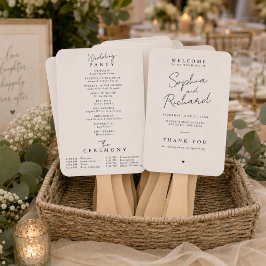 Leque de Mão para Programa de Casamento Minimalist