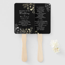 Leque de mão para programa de casamento preto