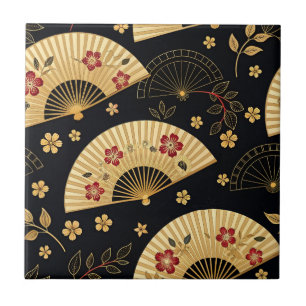 Leque de Ouro Japonês Padrão Sakura