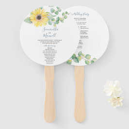 Leque de Programa de Casamento Aquarela com Verdur