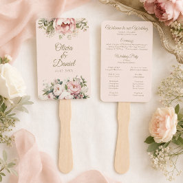 Leque de Programa de Casamento Blush & Ivory Peony