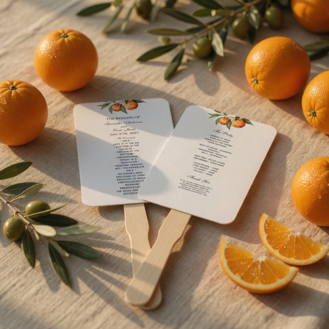 Leque de Programa de Casamento Citrus | Laranja Me (Criador carregado)