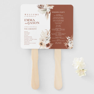 Leque de Programa de Casamento com Grama das Pampa