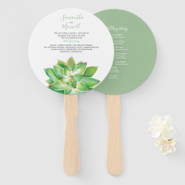 Leque de Programa de Casamento de Suculentas Elega