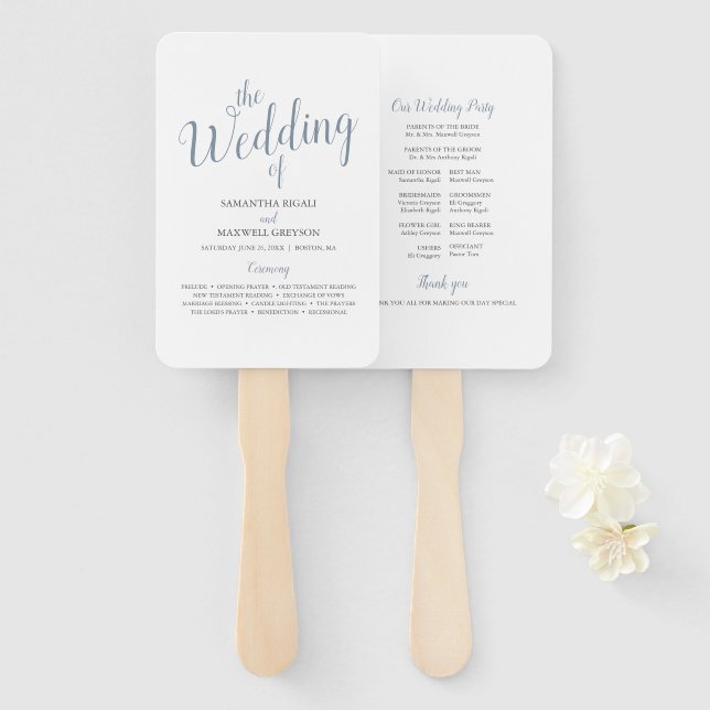 Leque de Programa de Casamento de Tipografia Simpl (Frente e Verso)