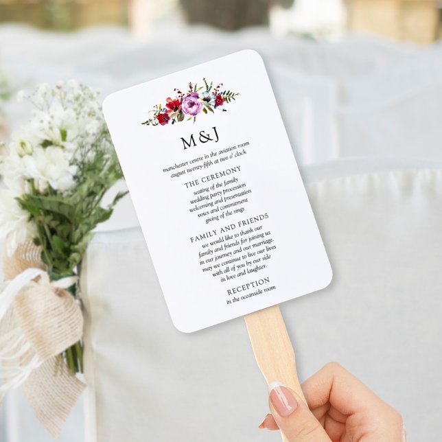 Leque de Programa de Casamento Flores Silvestres & (Criador carregado)