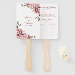 Leque de Programa de Casamento Hortênsia Rosa Empo