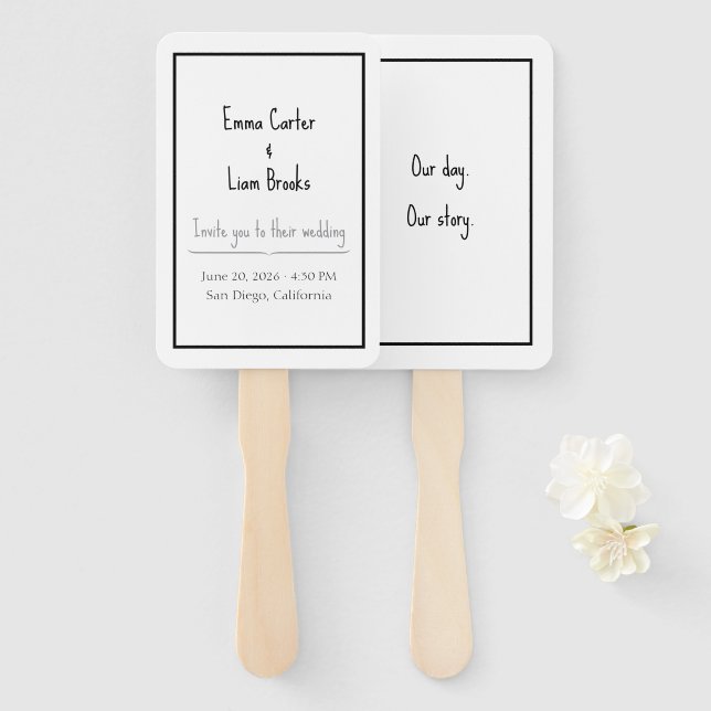 Leque de Programa de Casamento Minimalista Moderno (Frente e Verso)
