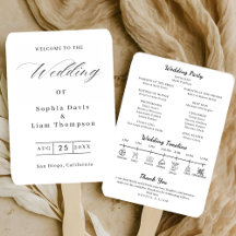 Leque de Programa de Casamento Preto e Branco Mini