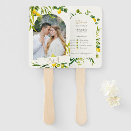 Leque de Programa de Cerimônia de Casamento com Aq