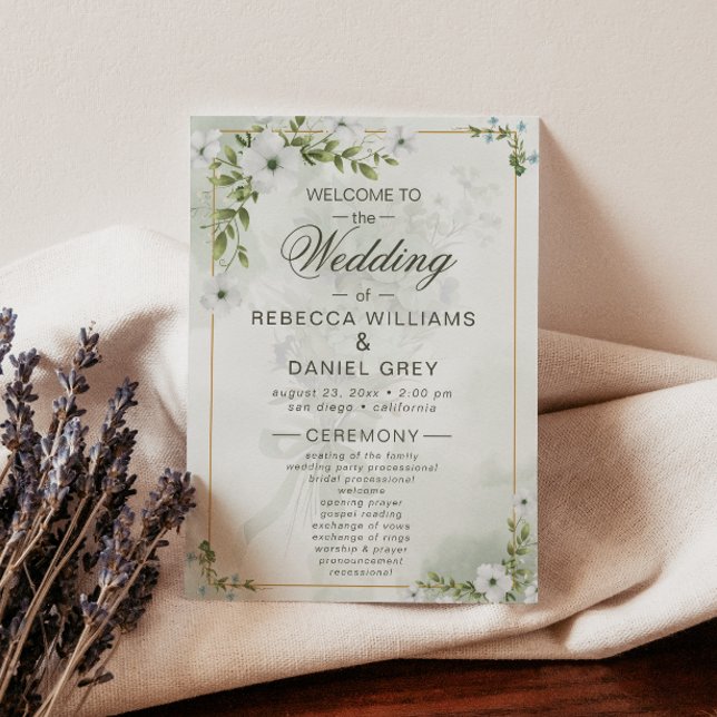 Leque de Programa de Cerimônia de Casamento Floral (Criador carregado)