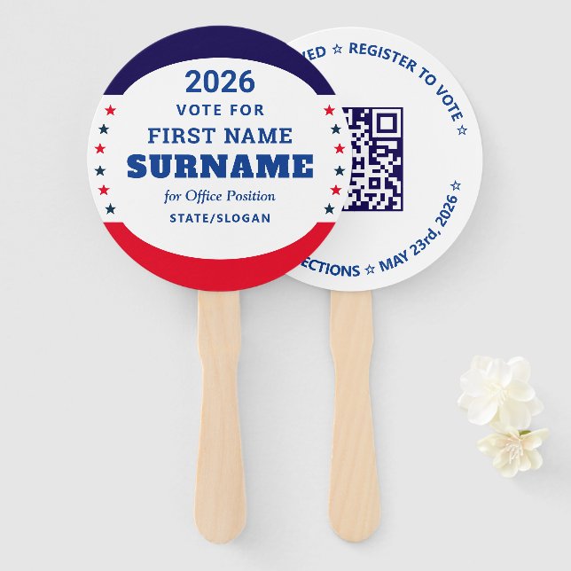 Leque Democratic Party Campaign Personalized QR & Date (Frente e Verso)