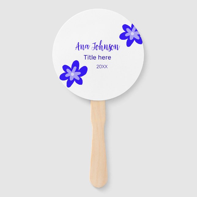 Leque Denominação do rabisco de flor azul título ano 20X (Frente)