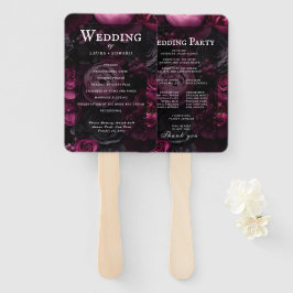 Leque desenho de casamento floral borgonha com rico vinh