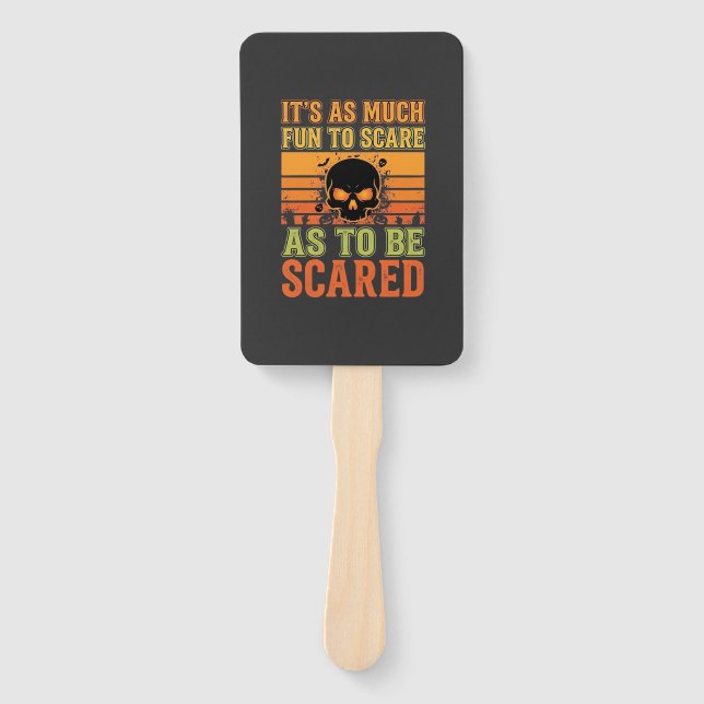Leque Desenho de Caveira Assustadora de Halloween Retrô_ (Frente)