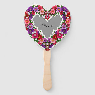 Leque Desenho de Coração Floral Elegante