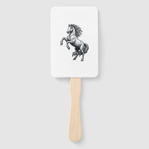 Leque Desenho Vetorial de Cavalo Empinado com Gravação A