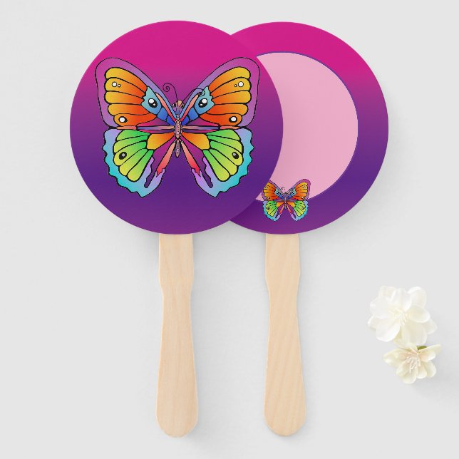 Leque Design de borboleta (Frente e Verso)