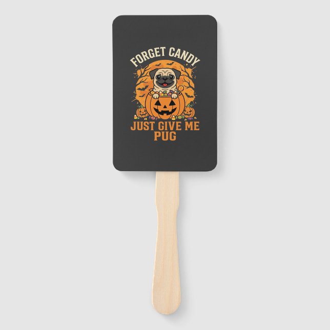 Leque Design de Doces de Halloween Engraçado Pug_1 (Frente)
