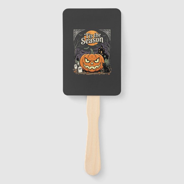 Leque Design de Gato de Abóbora da Temporada de Hallowee (Frente)