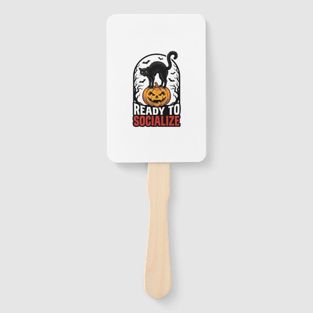 Leque Design de Humor de Gato Assustador de Halloween So (Frente)