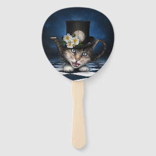 Leque Design Whimsical Teapot Gato Mad Hatter