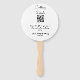 Leque Detalhes da festa de aniversário de verificação QR
