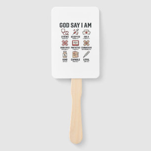 Leque Deus Diz Eu Sou Enfermeira Fé Design de Gravura Vi