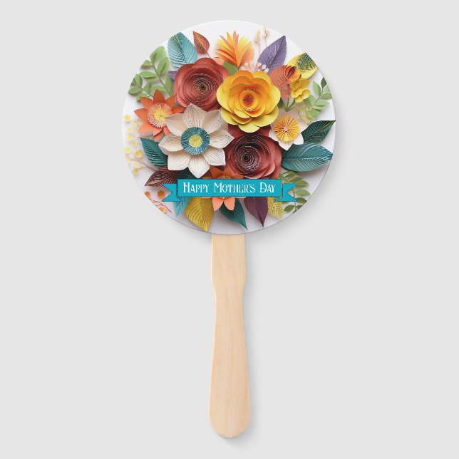 Leque dia de as mães Floral de Arte em Papel 3D (Frente)