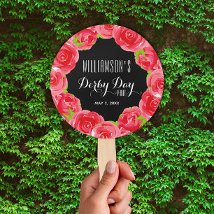 Leque Dia de Derby das Rosas vermelhas de Aquarela