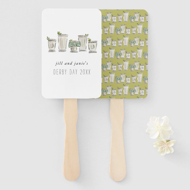 Leque Dia de Derby do Cavalo da Mint Julep (Frente e Verso)