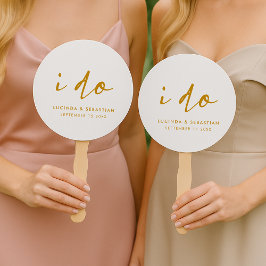 Leque Dia de Noivado Elegante Minimalista Simples Dourad
