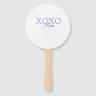 Leque Dia de os namorados Xoxo adicione nome pastel roxo